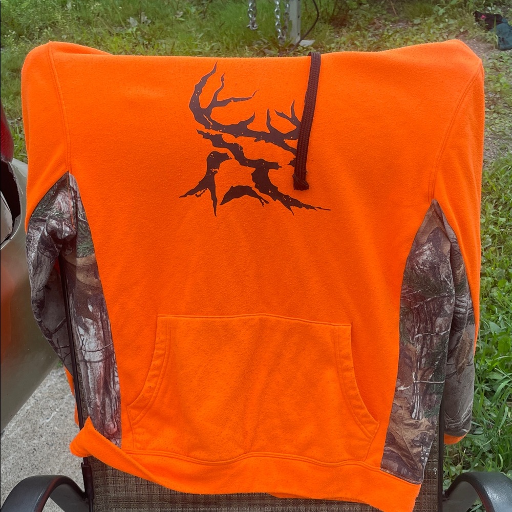 Bushmaster Orange Hoodie with Camouflage Sleeves